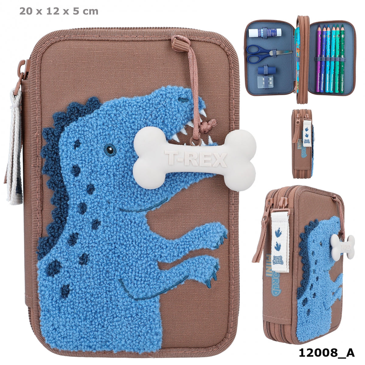 Depesche Dino World 2-vaks etui bruin DINO MINI