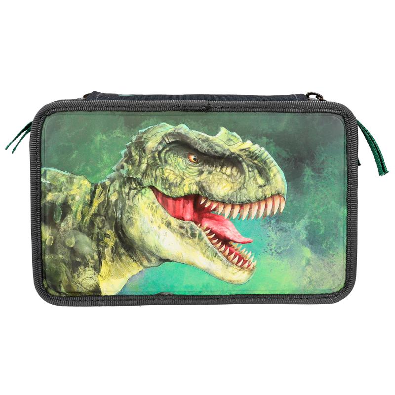 Depesche Dino World 3-vaks etui met 3D effect groen