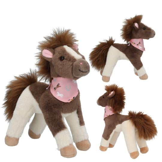 Miss Melody knuffel paard bruin-wit 18 cm