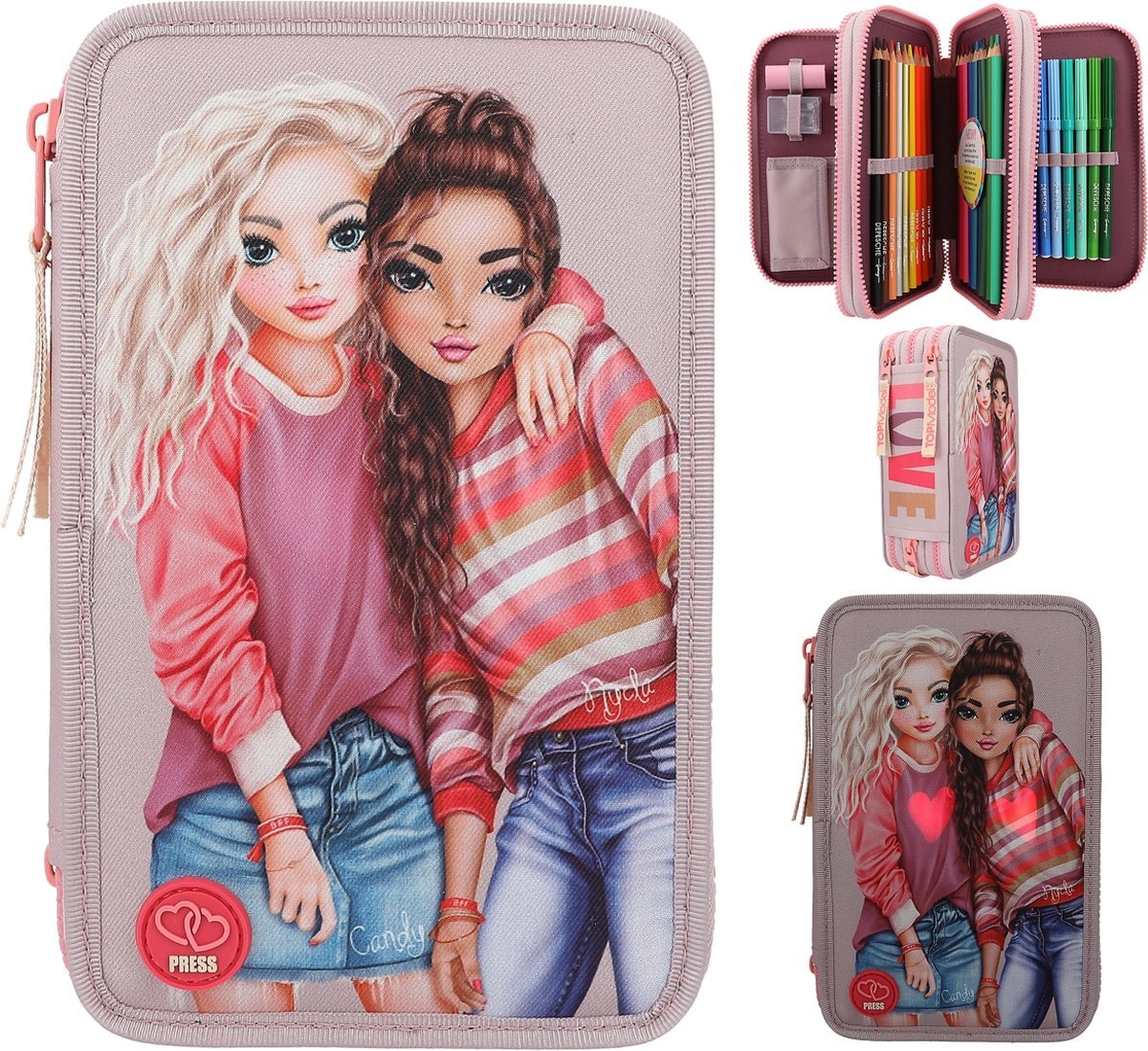 Depesche TOPModel 3-vaks etui BEST FRIENDS LED