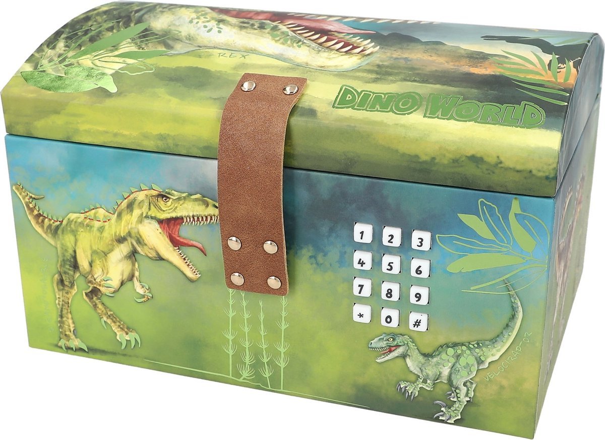 Dino World schatkist met code, geluid & licht