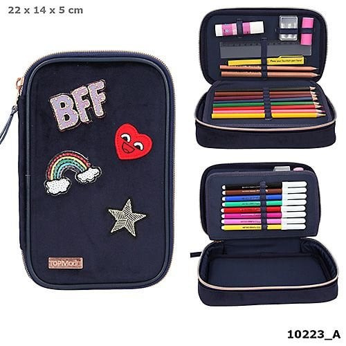 TOPModel gevulde etui fluweel donkerblauw