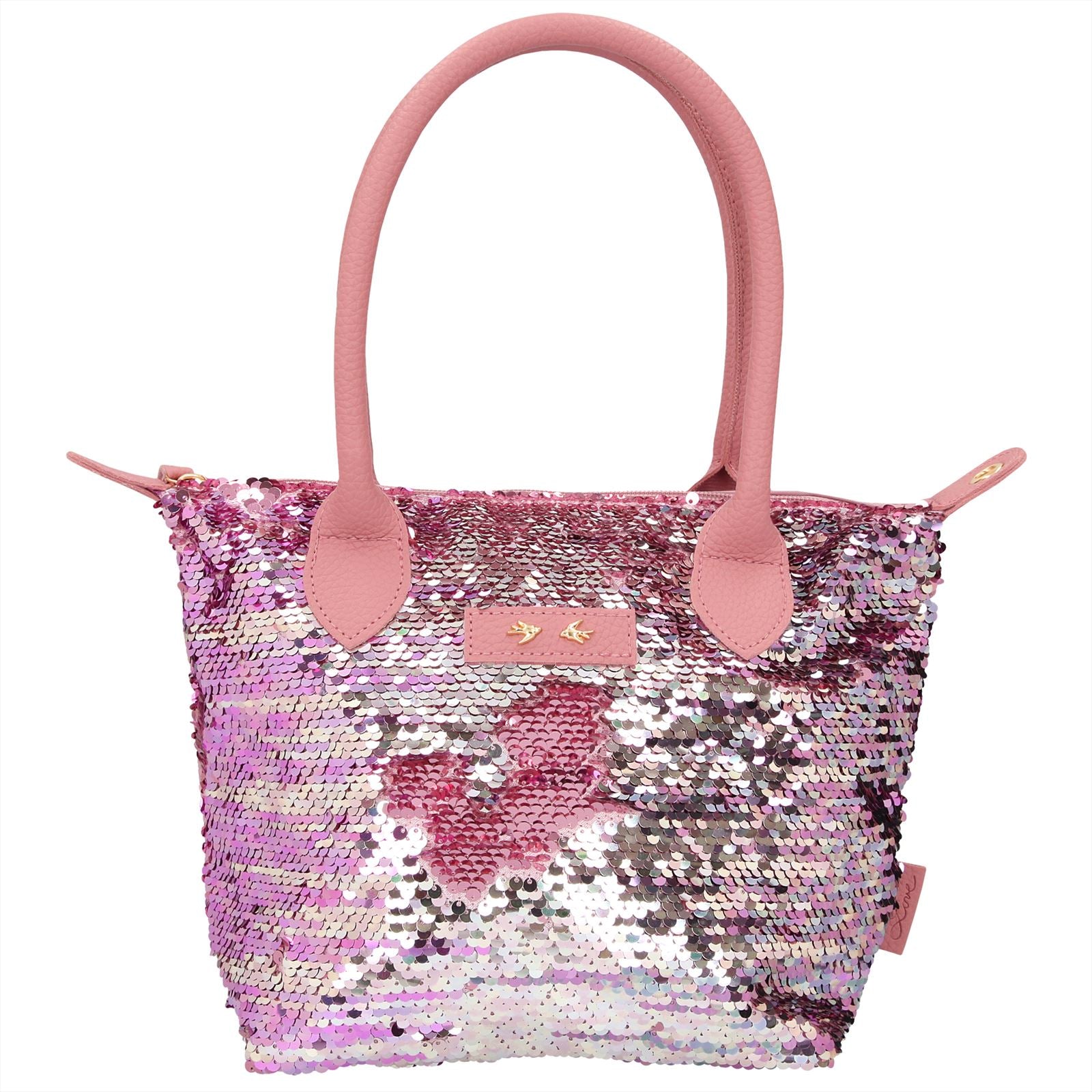 Trend LOVE handtas, met strijkpailletten mauve