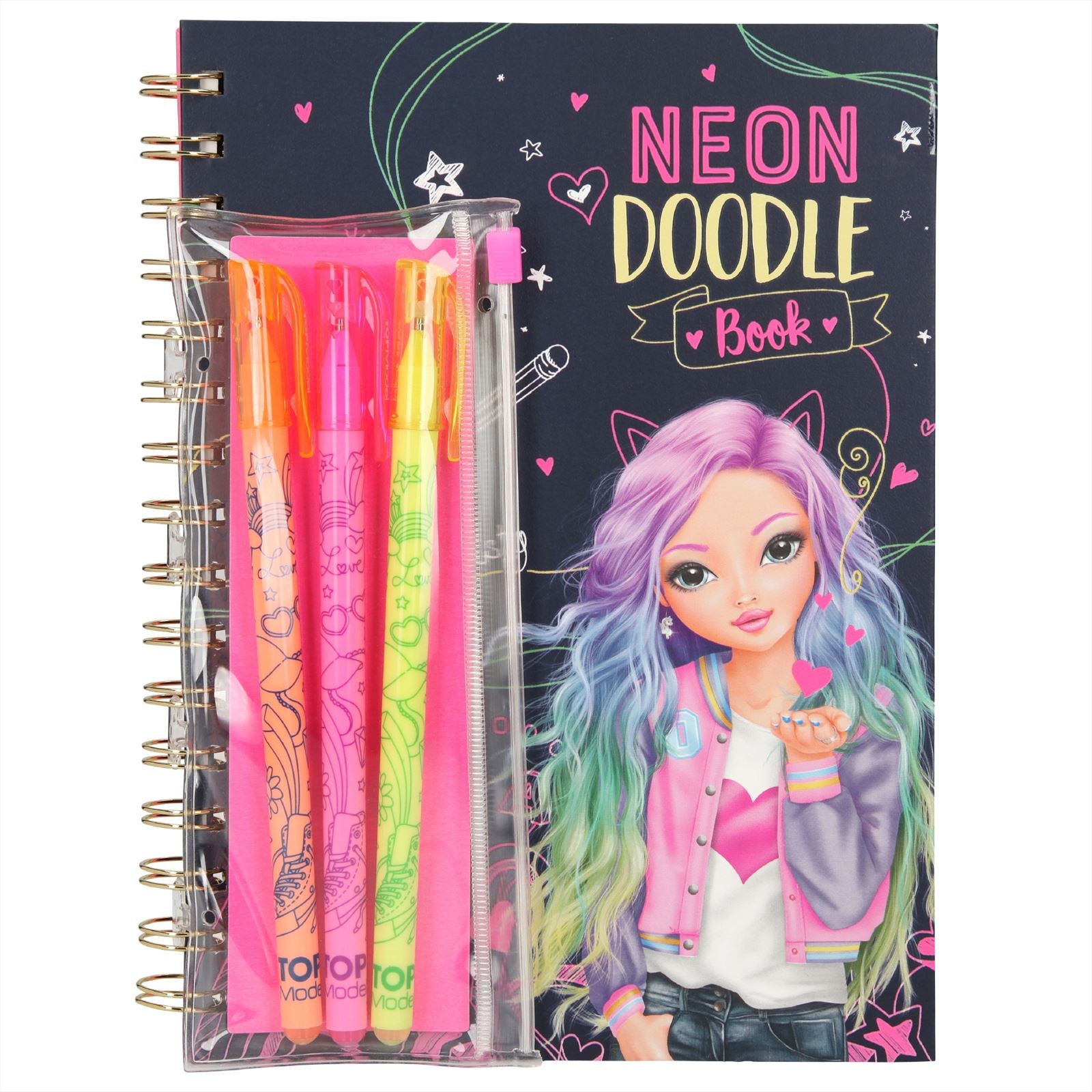 TOPModel neon Doodle kleurboek met neon stiften