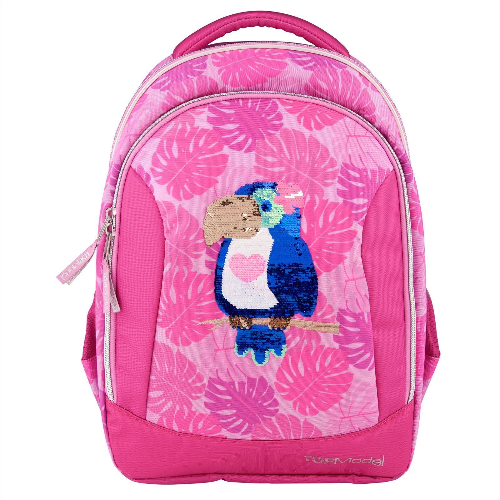 TOPModel schoolrugzak, soft, wrijfpailletten TROPICAL roze