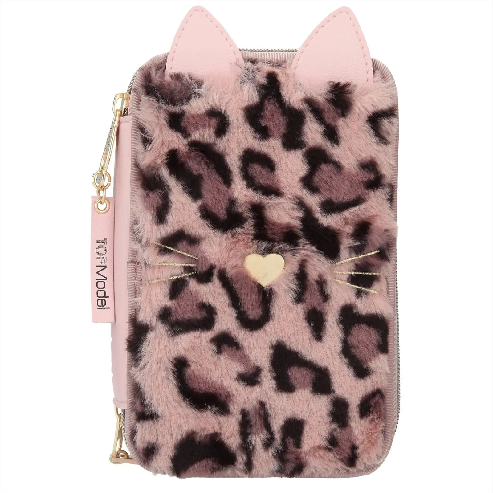 TOPModel 3-vaks etui, gevuldfaux fur Leo CAT
