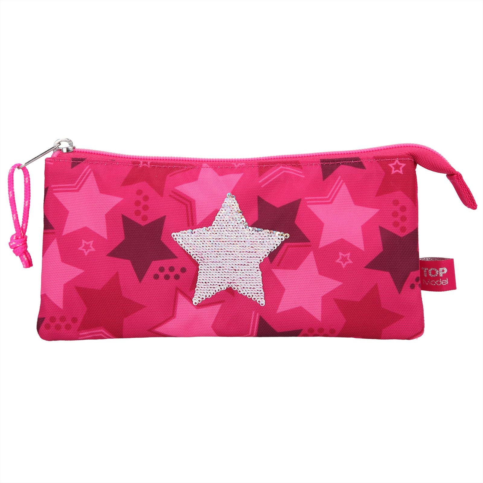 TOPModel etui met wrijfpaillet ten Star roze