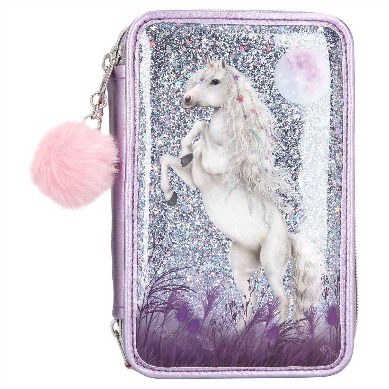 Miss Melody 3-vaks etui, gev uld paars