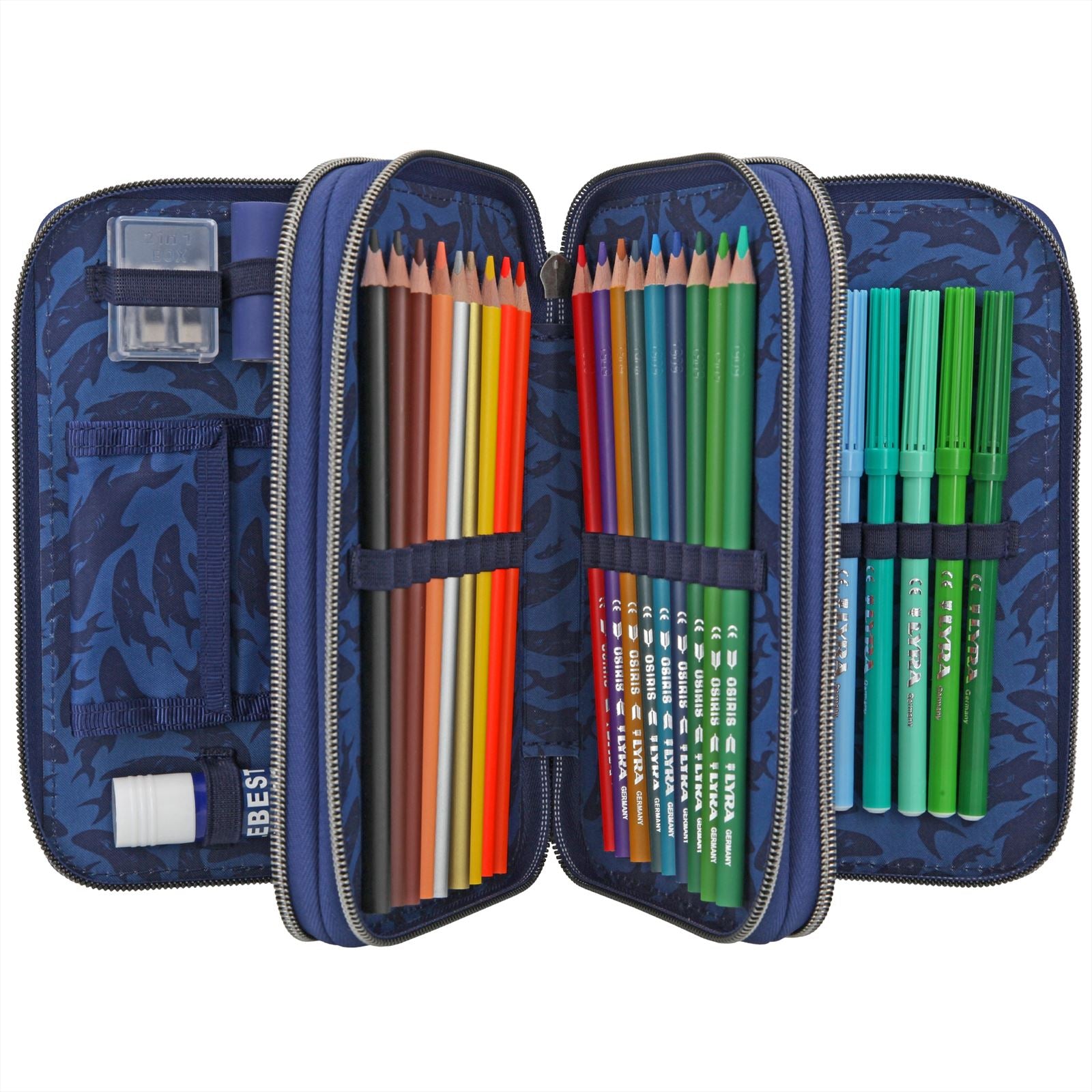 Dino World 3-vaks etui met LED UNDERWATER
