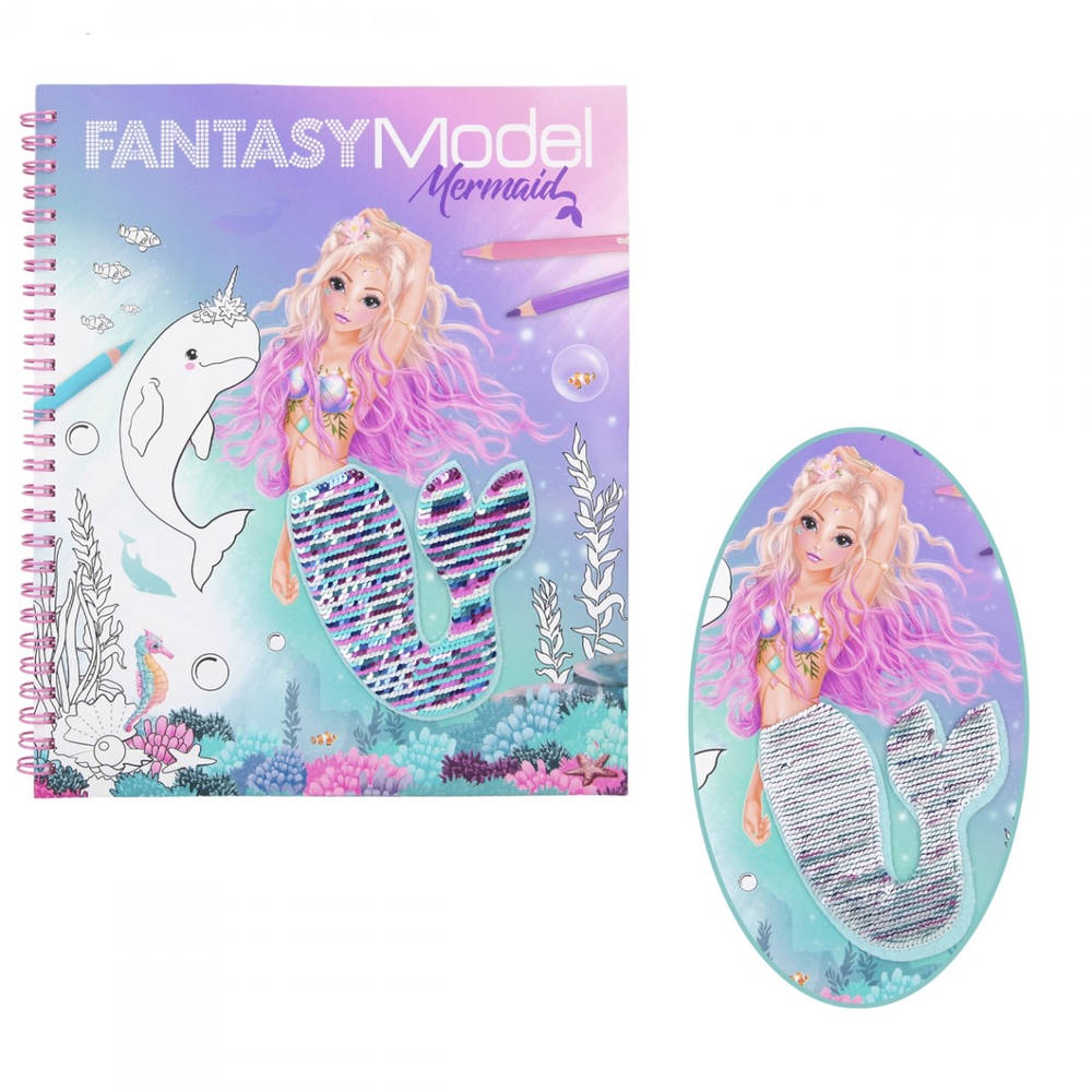 Fantasy Model kleurboek met pailletten MERMAID