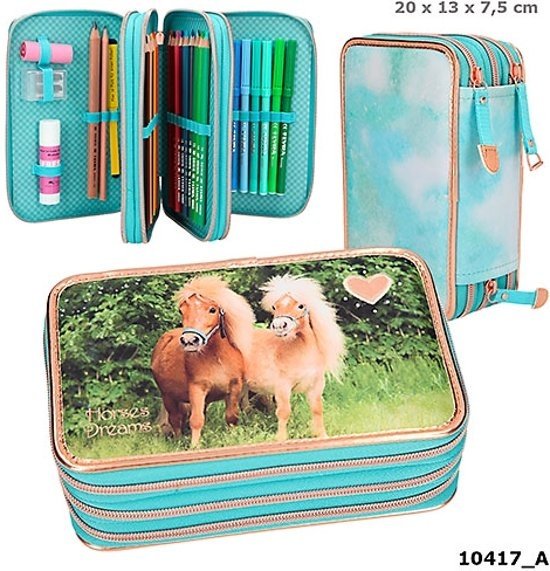 Horses Dreams 3-vaks etui, gevuld, turkoois
