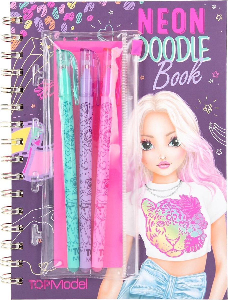 TOPModel neon Doodle kleurboek met neon stiften