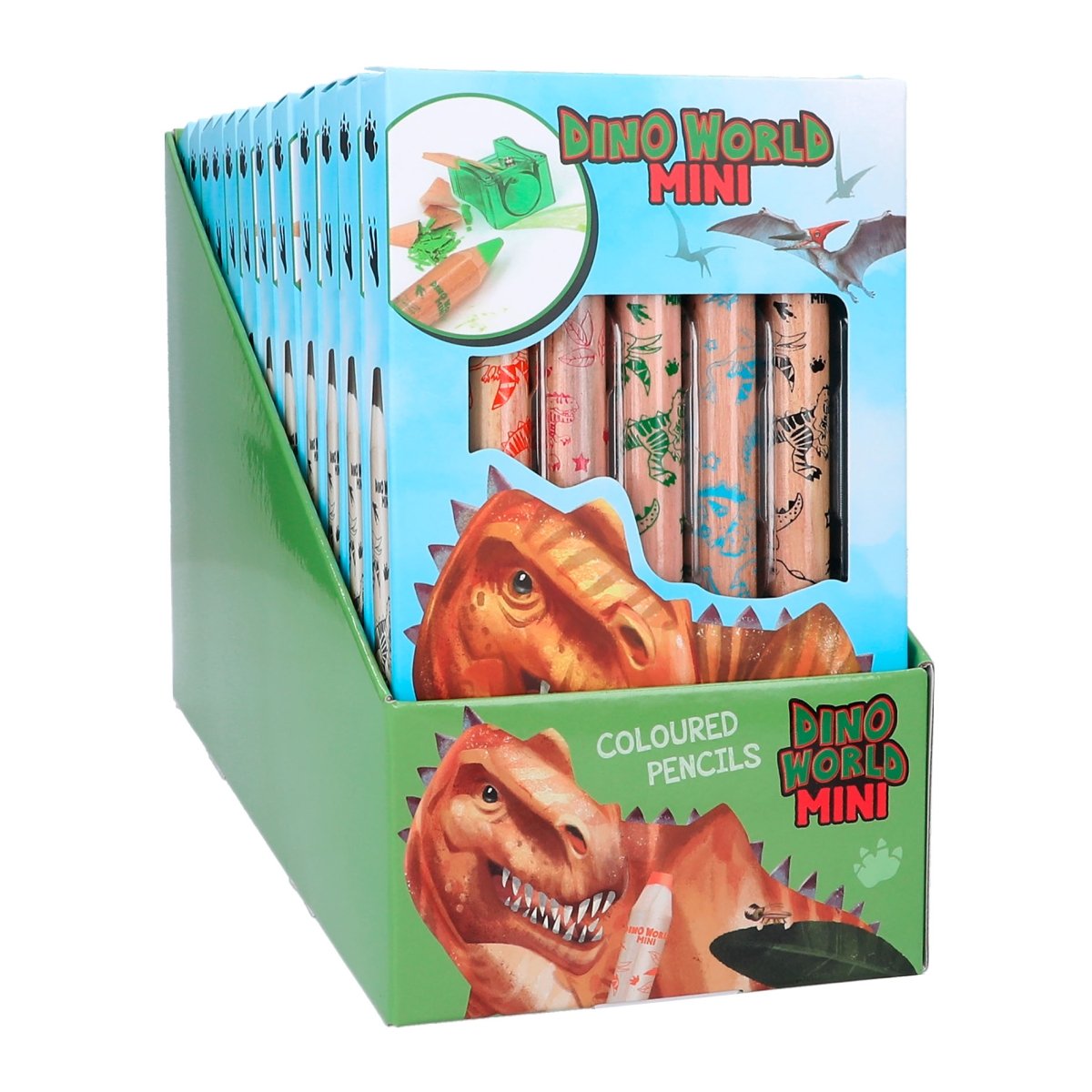 Dino World mini dino kleurpotloden & puntenslijper