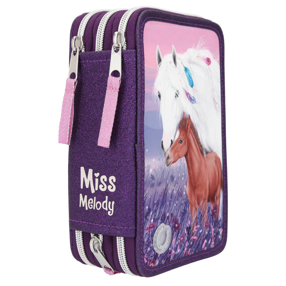 Miss Melody 3-vaks etui LED paars