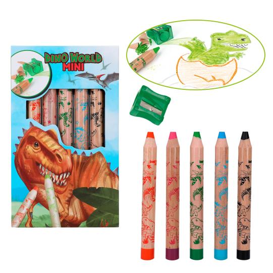 Dino World mini dino kleurpotloden & puntenslijper Depesche