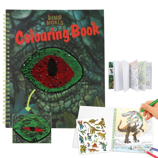Dino World kleurboek met pailletten Depesche