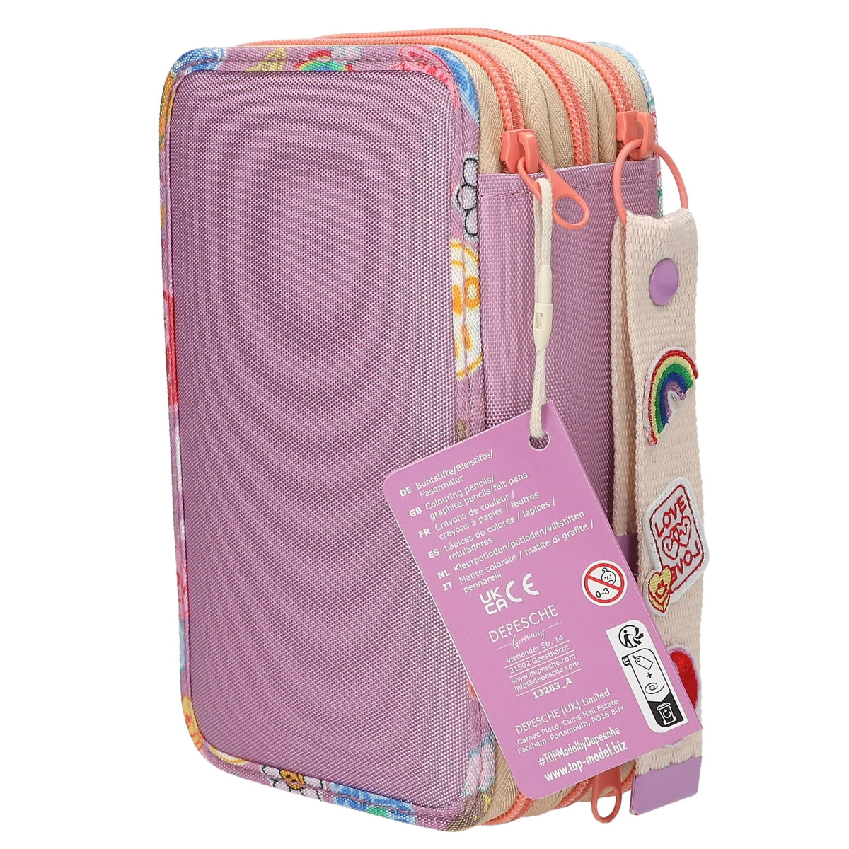Stoere Paarse Etui met Drie Vakken - Girl Power