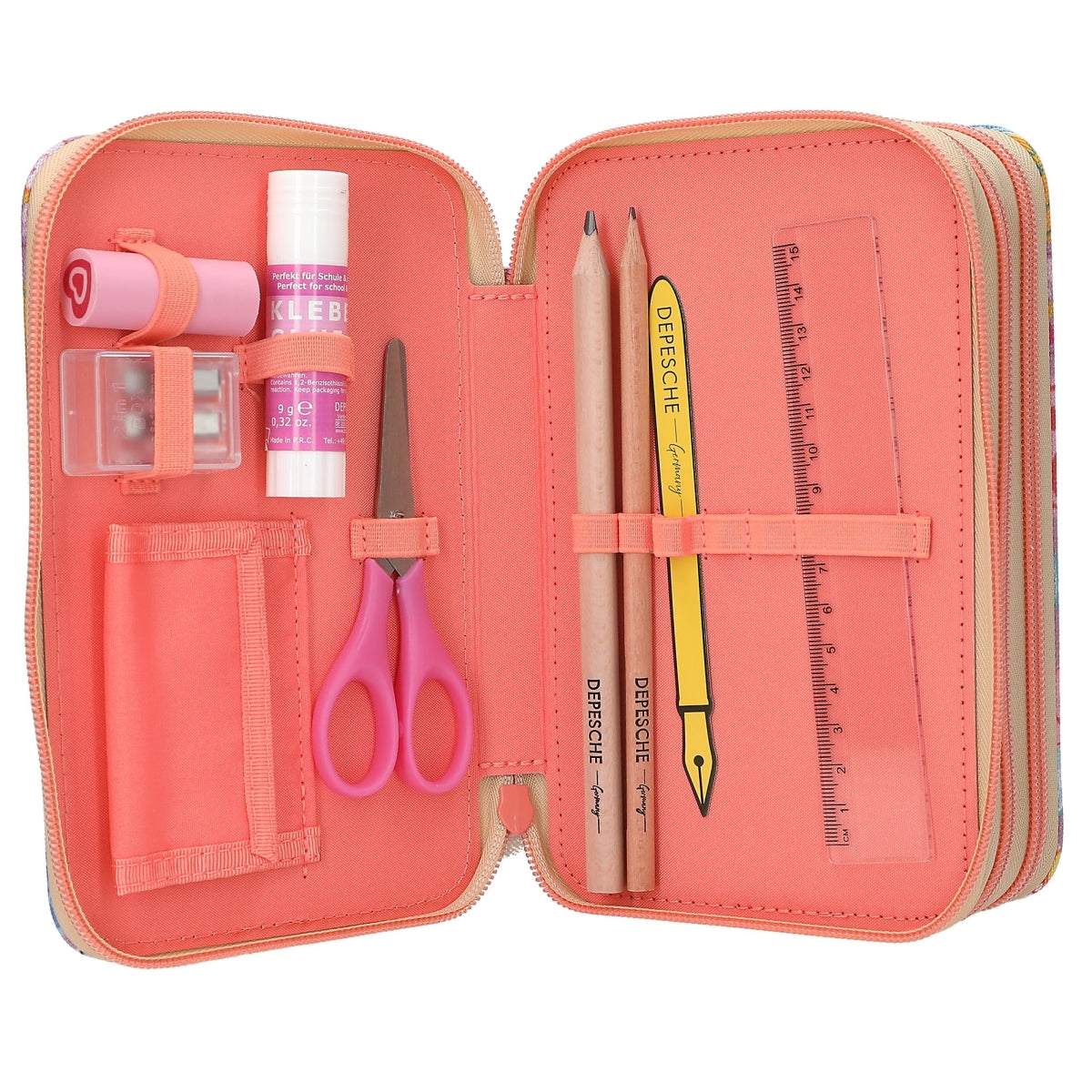 Stoere Paarse Etui met Drie Vakken - Girl Power