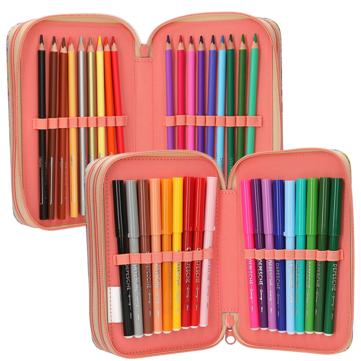 Stoere Paarse Etui met Drie Vakken - Girl Power