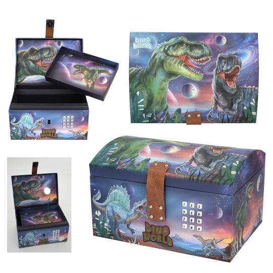 Dino World schatkist met code, geluid & licht Depesche