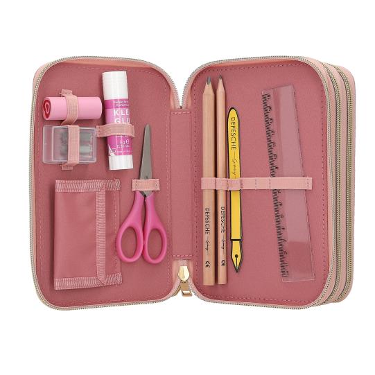 Miss Melody Roze 3-vaks Etui met Paardenmotief
