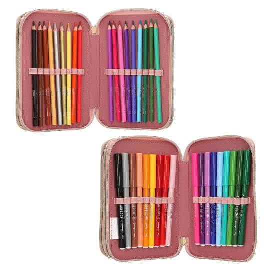 Miss Melody Roze 3-vaks Etui met Paardenmotief