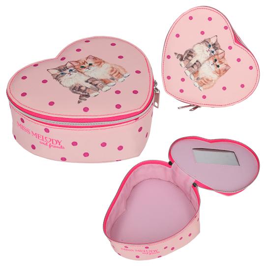 Miss Melody mini sieradendoos hart met kat