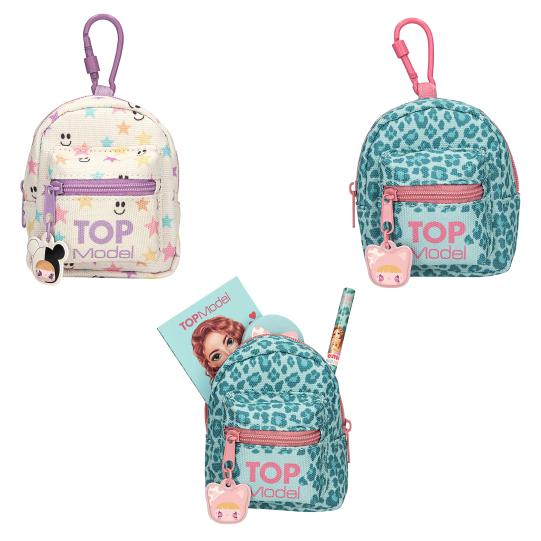 TOPModel Mini-Rugzakje Sterren & Luipaard met Schrijfset (Sleutelhanger)