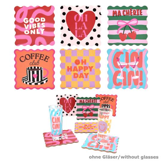 Schattige LOVIES Onderzetters - Set van 6