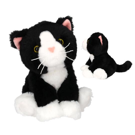 TOPModel Knuffelkat Mochi - Zwart/Wit, 16 cm