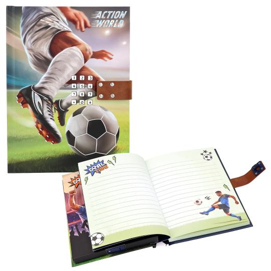 Action World dagboek met code en geluid voetbal