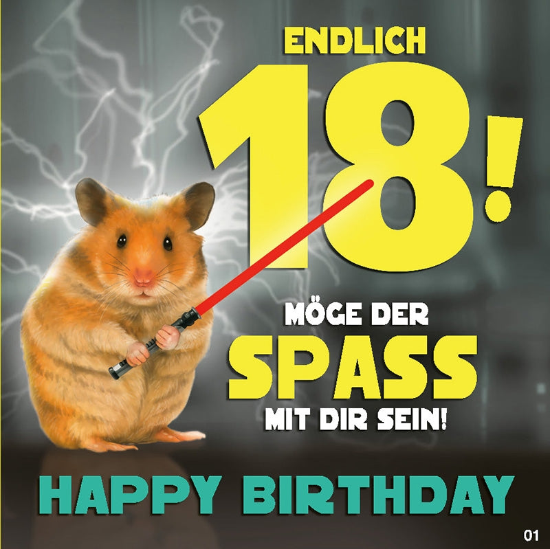 Endlich 18! Möge der Spass mit dir sein! Depesche
