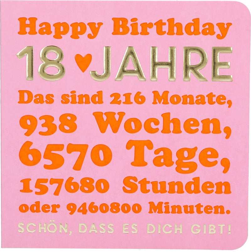 Happy Birthday 18 Jahre Das sind 216 ... Depesche