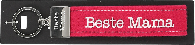 Fuchsia Vilten Sleutelhanger 'Beste Mama'