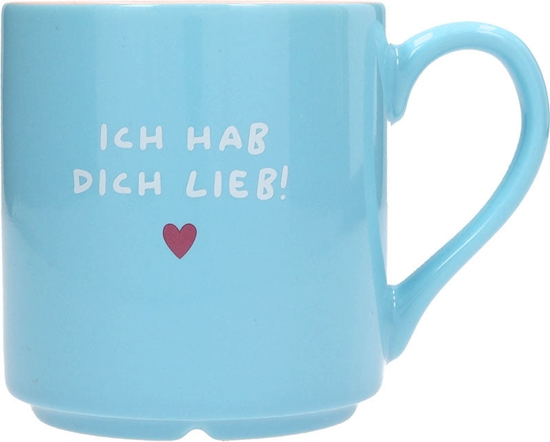 Mok 'Ich hab dich lieb!' lichtblauw, 300 ml (Duitse tekst)