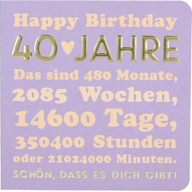 Happy Birthday 40 Jahre Das sind 480... Depesche