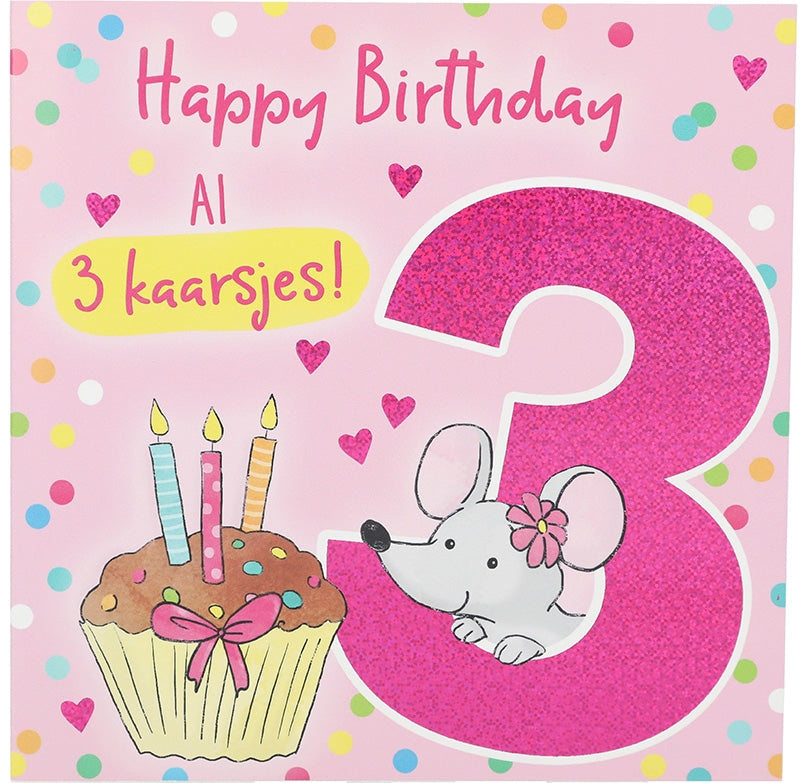 3 Happy Birthday Al 3 kaarsjes! Depesche