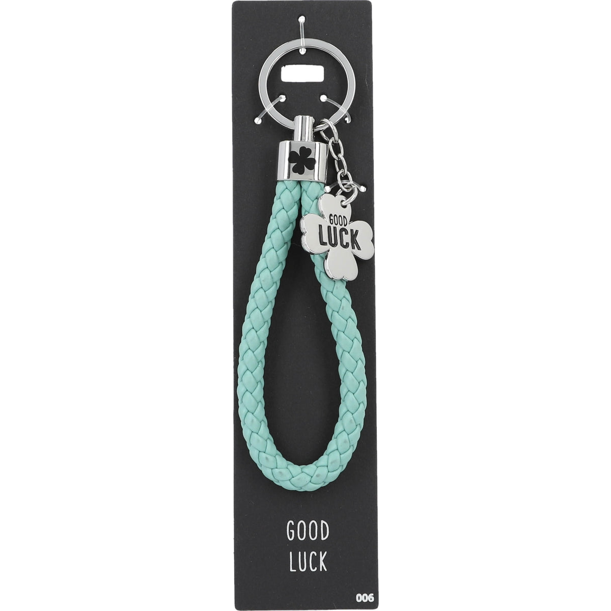 Mintgroene Sleutelhanger 'Good Luck' met Bedeltje