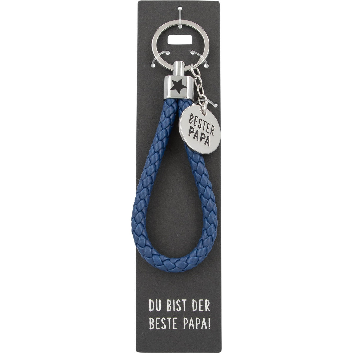 Blauwe 'Bester Papa' Sleutelhanger met Bedeltje