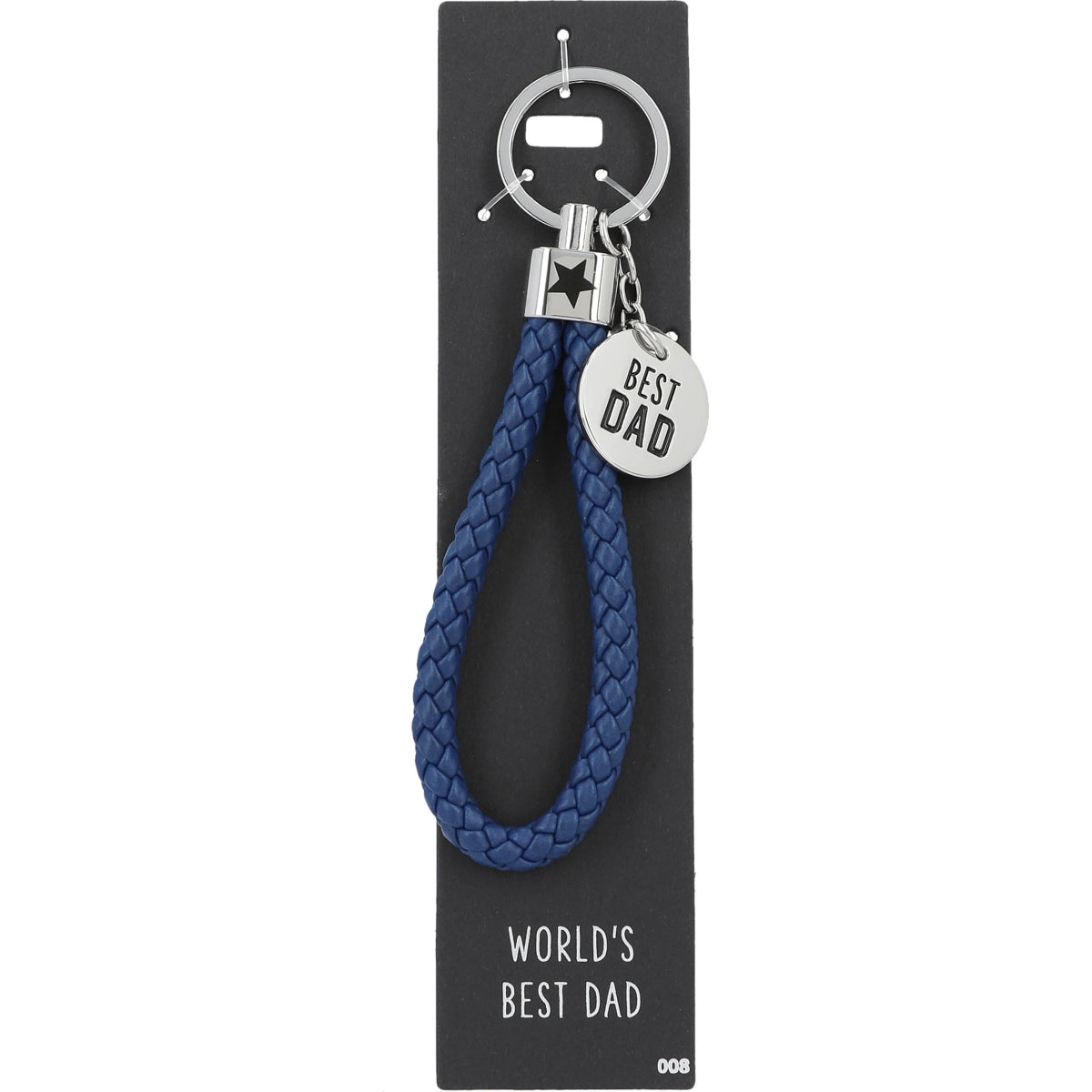 Blauwe Sleutelhanger 'Best Dad' met Bedeltje