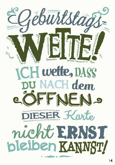 Geburtstags-Wette! Ich wette, dass du... Depesche