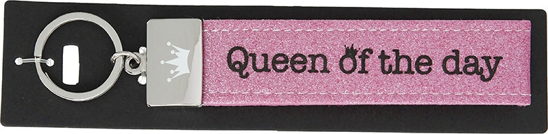 Roze Vilten Sleutelhanger 'Queen of the day'
