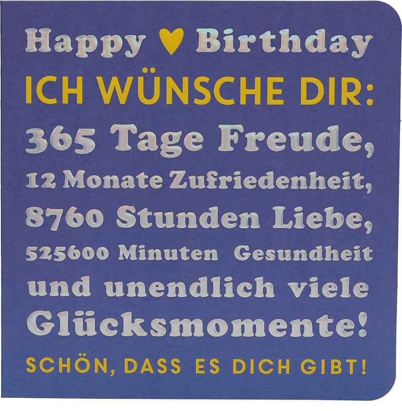 Happy Birthday Ich wünsche dir; 365 Tage Depesche