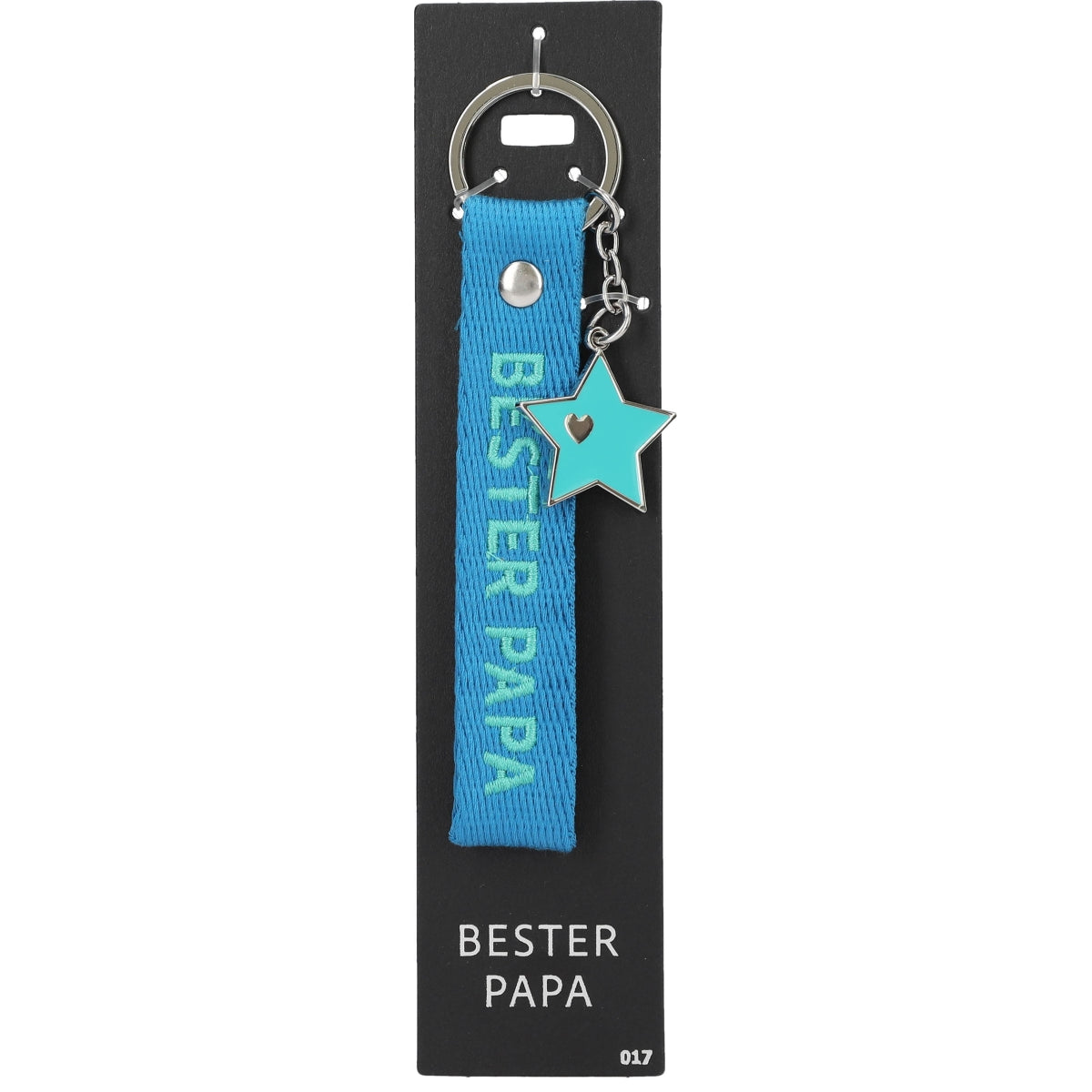 Lichtblauwe vilten sleutelhanger 'Bester Papa' met ster