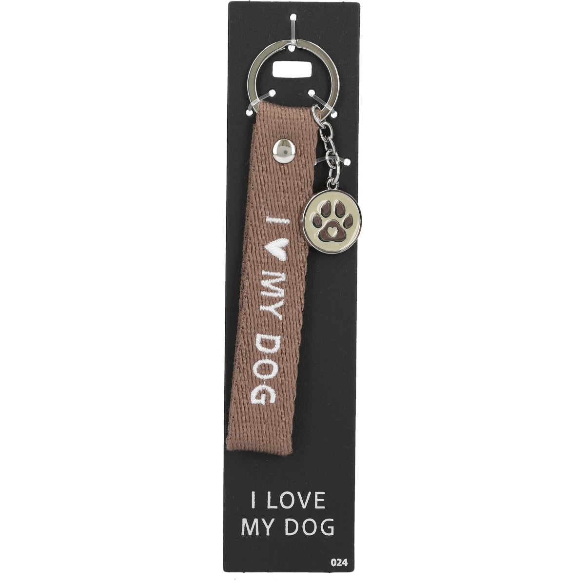 Sleutelhanger bruin 'I love my dog'