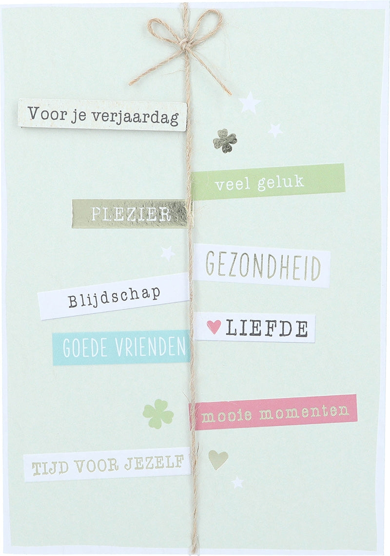 Voor je verjaardag veel geluk plezier... Depesche