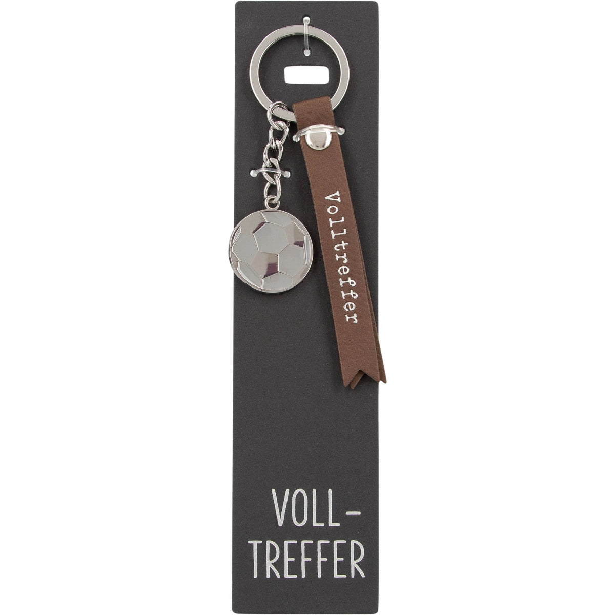 Bruin Leren Sleutelhanger 'Volltreffer' met Voetbalbedel