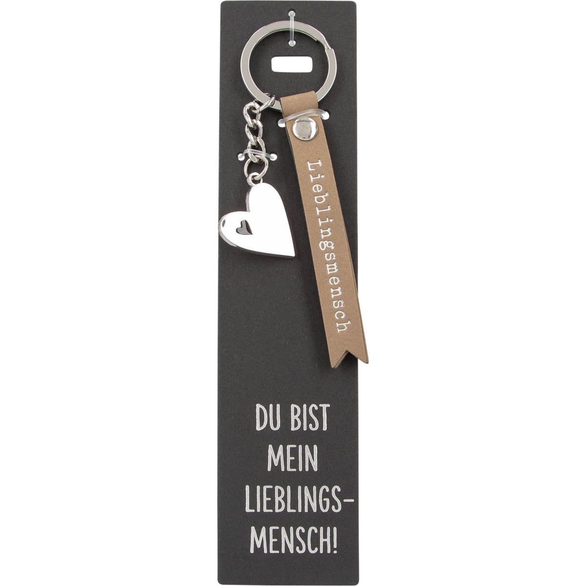 Beige Sleutelhanger 'Lieblingsmensch' met Hartbedeltje