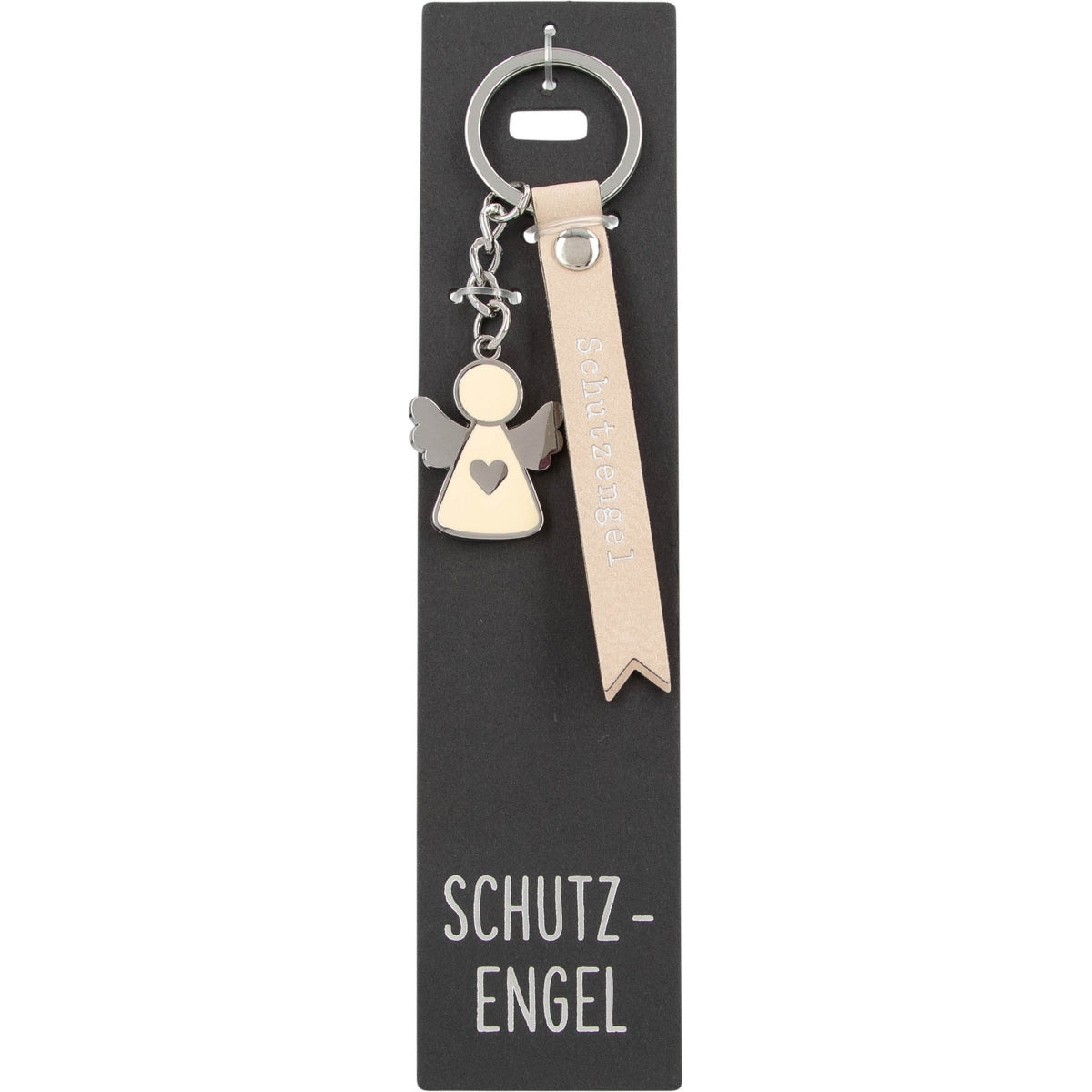 Charmante 'Schutzengel' Sleutelhanger met Beige Lint