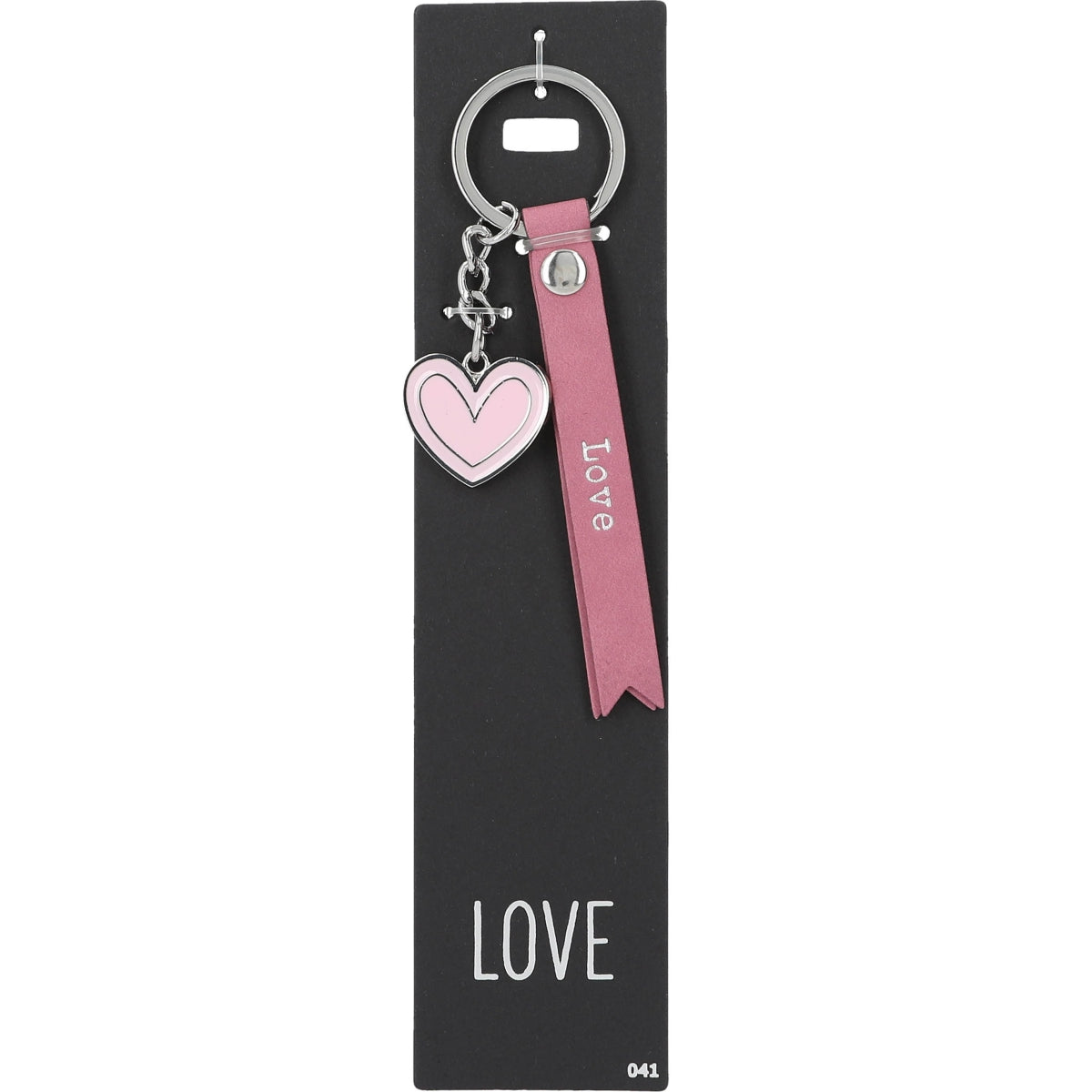 Roze Sleutelhanger 'Love' met Hartjesbedeltje
